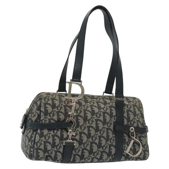 DIOR Trotter Canvas Hand Bag Navy Silver - Picture 1 of 13